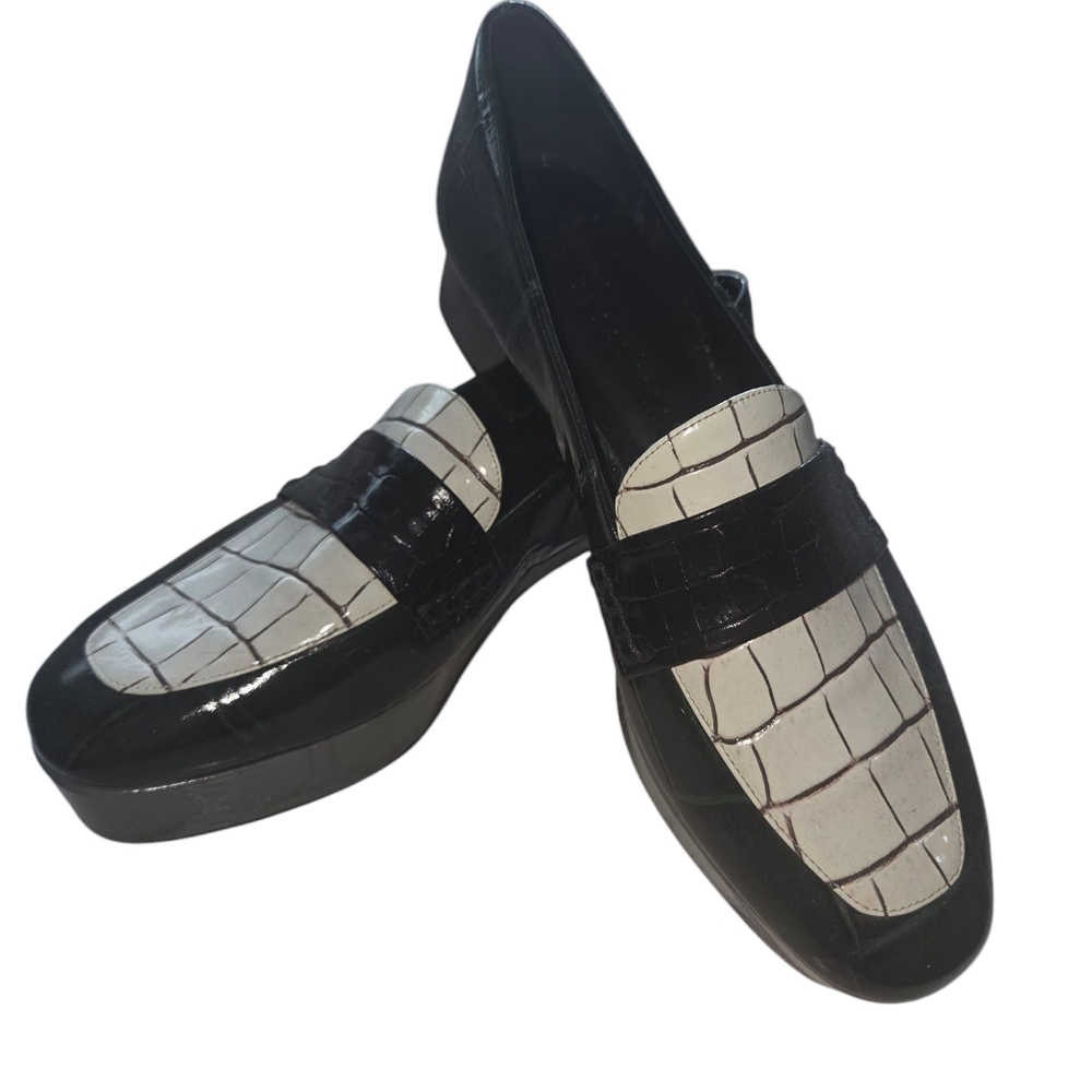Freda Salvador Green and White Loafers with Modern Flair